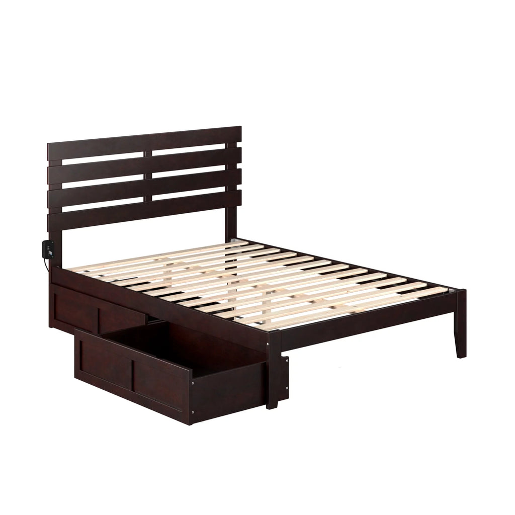 Modern Wood Full Bed with 2 Drawers Y7247