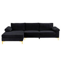 Black Velvet Sectional Sofa A1345