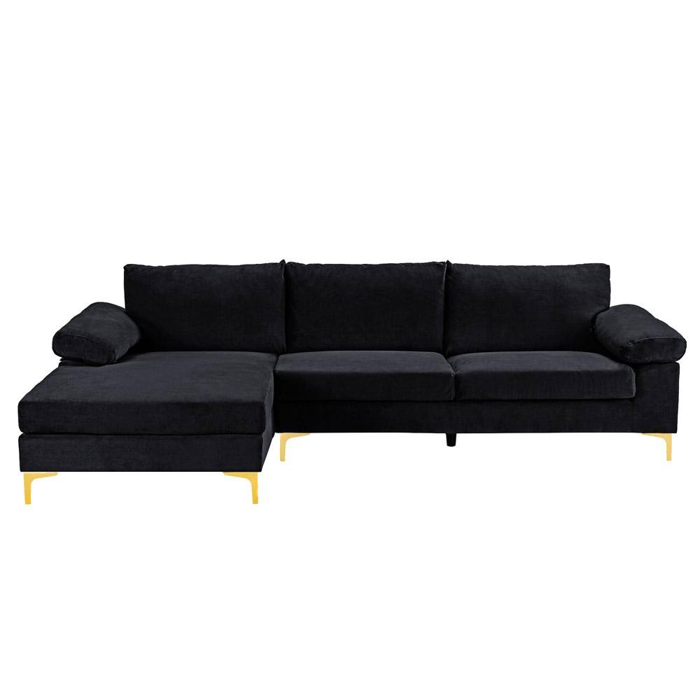 Black Velvet Sectional Sofa A1345