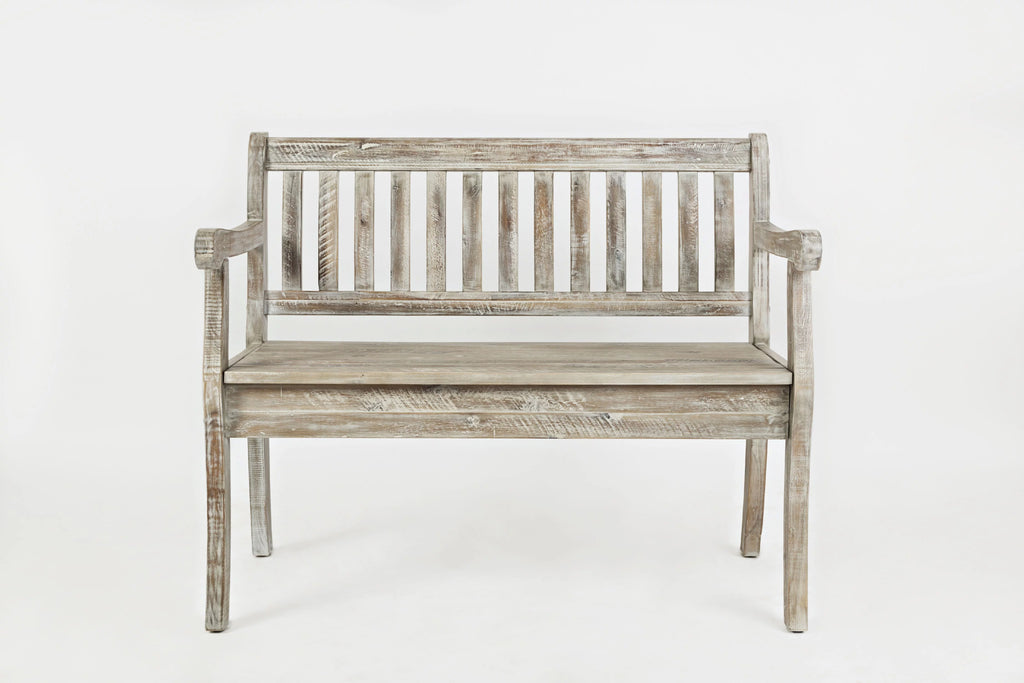 Rustic Distressed Acacia Storage Bench V134