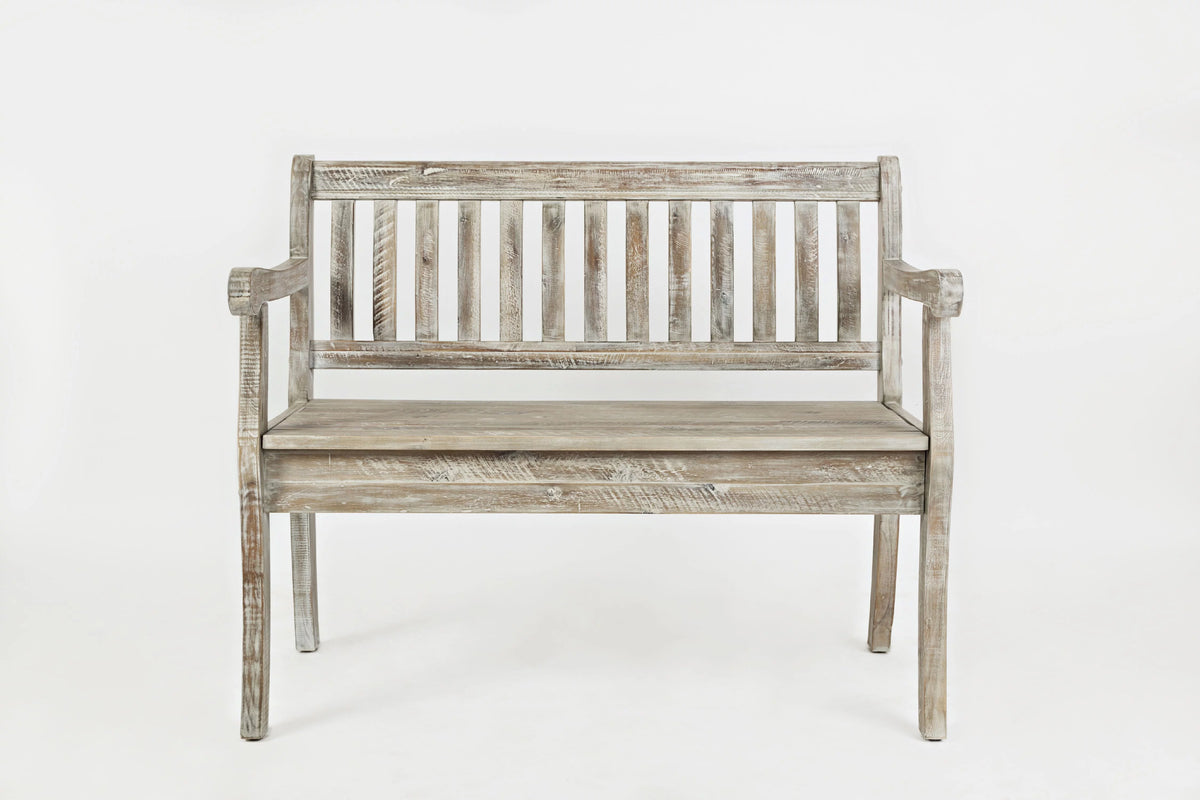 Rustic Distressed Acacia Storage Bench V134
