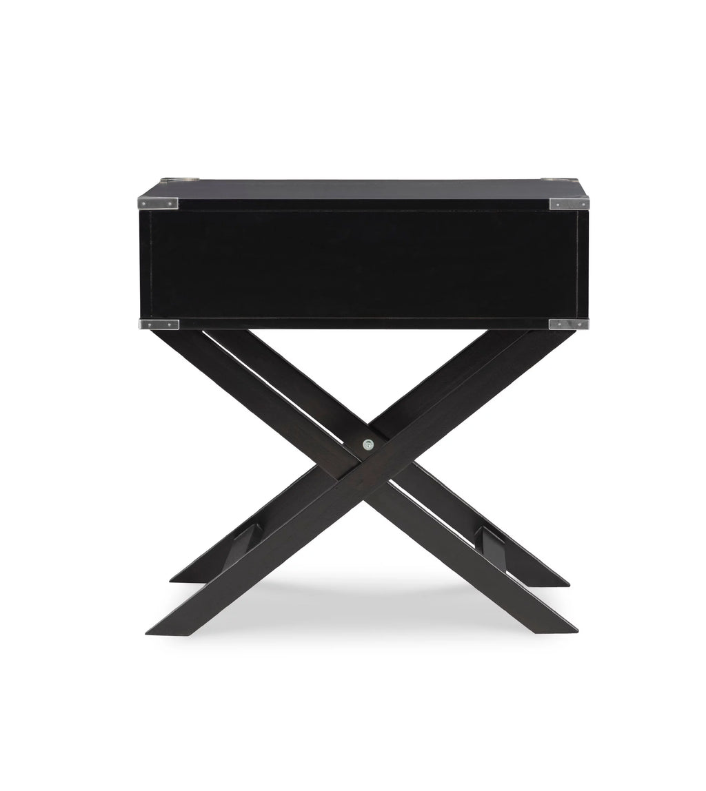 Black Single Drawer Accent Side Table I896