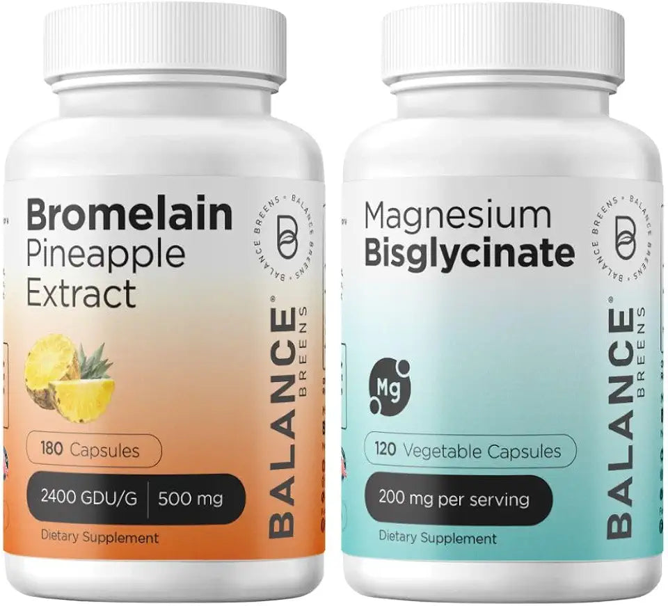 Bromelain 500mg 180 Capsules and Magnesium 200mg Supplement Combo R161882