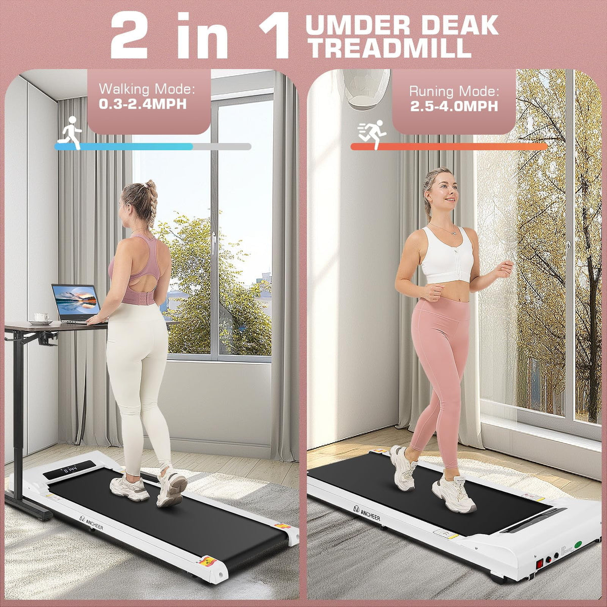 2.5HP Under Desk Treadmill with Remote Control U68670
