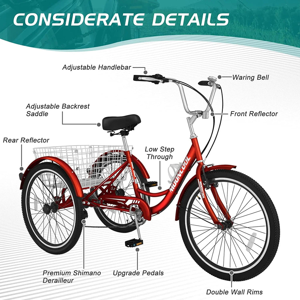 7 Speed 26 Inch Three Wheel Bike Q141852