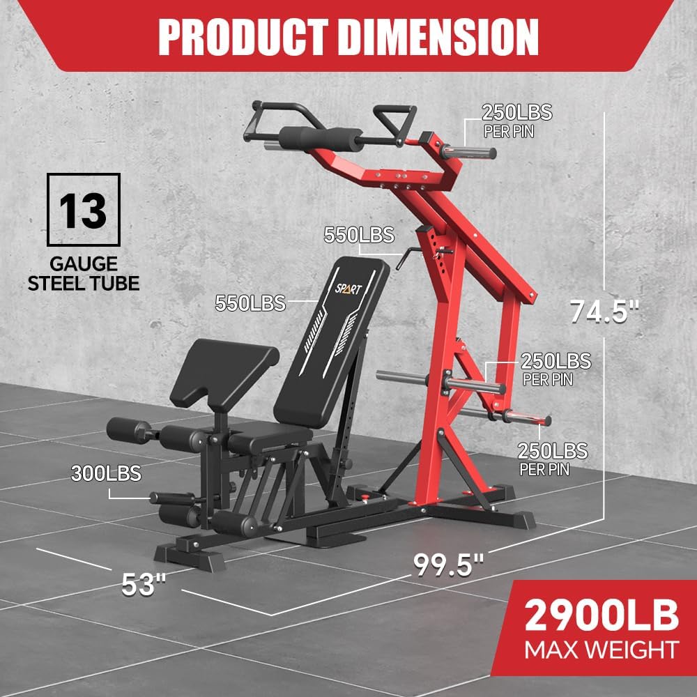Red Multifunctional Strength Training Station with Multi Bench Press B392
