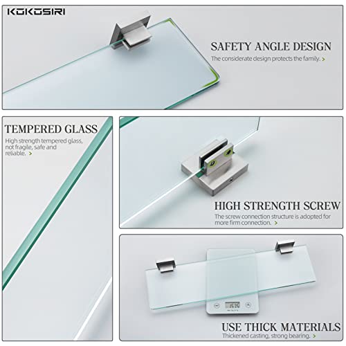 16'' x 5.6'' Tempered Glass Wall Mounted Shelf P8558