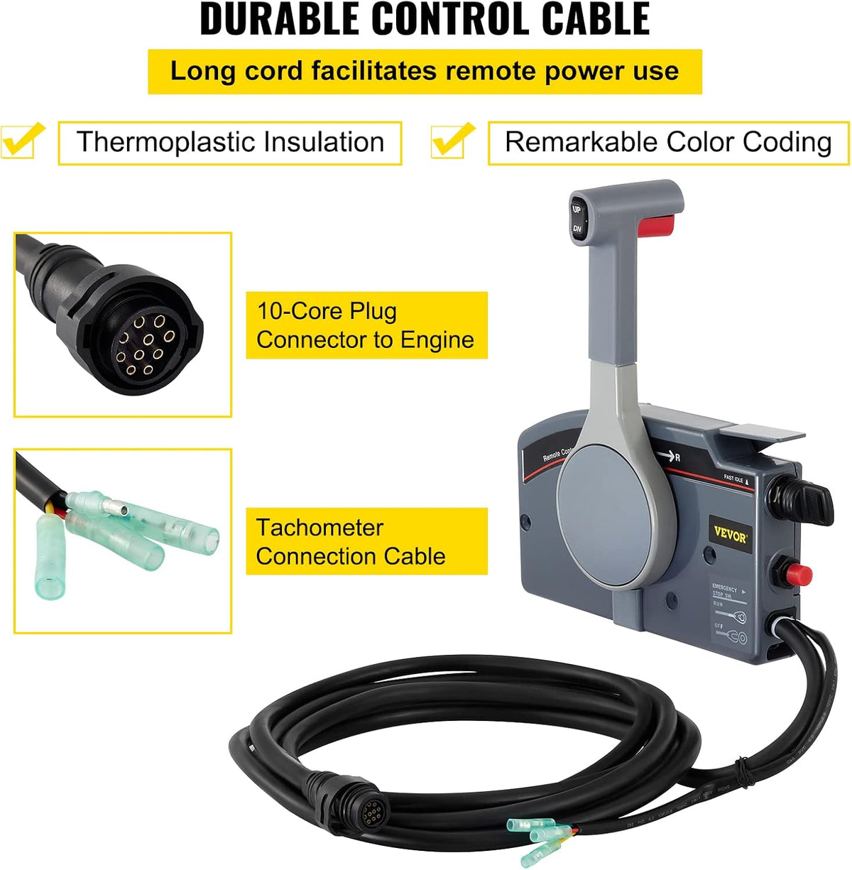 Outboard Remote Control Box Side Mount 10 Pin Cable 19.6 Feet Harness H5675