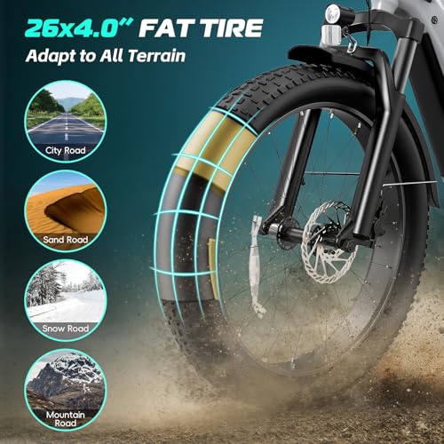 26" x 4.0 Fat Tire Electric Bike with 48V 15AH Battery H9048