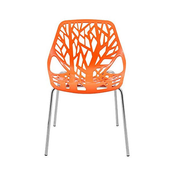 Orange Set of 2 Dining Chair with Chromed Legs C55868