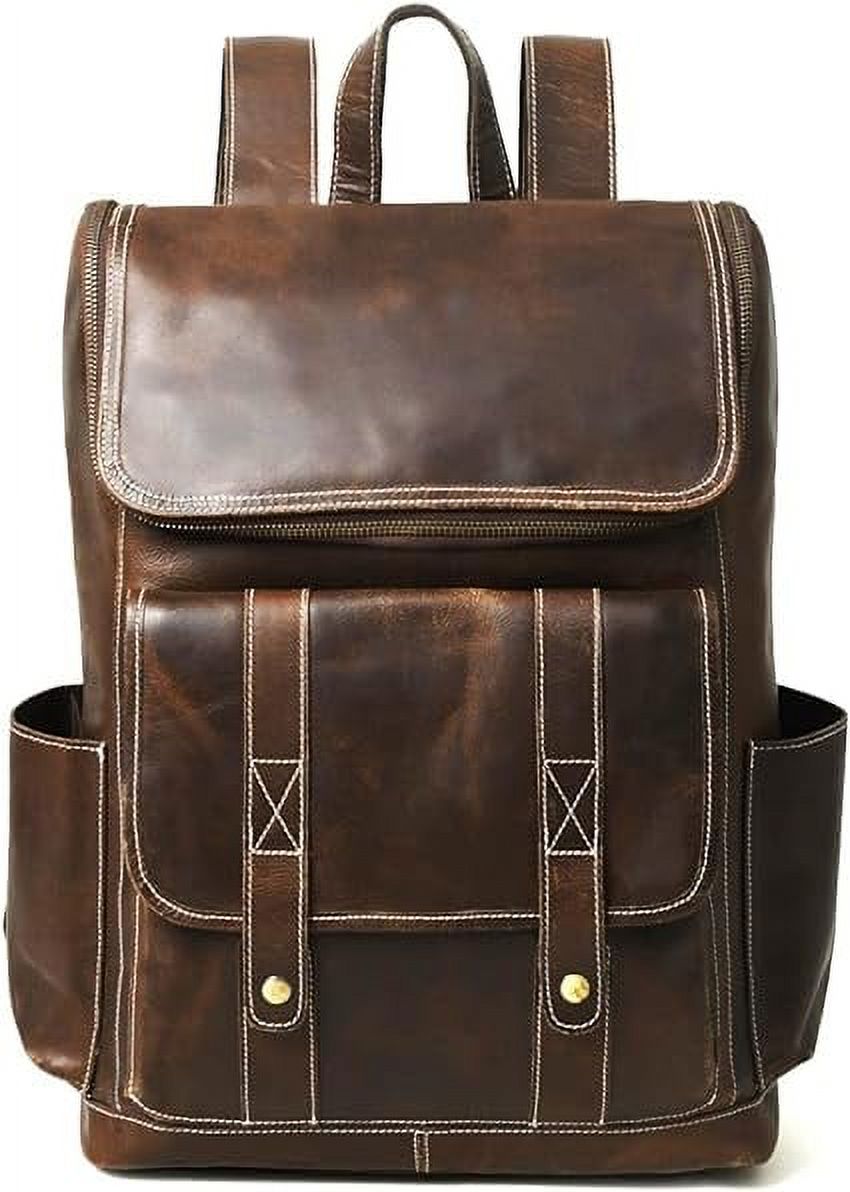 Brown Full Grain Leather Laptop Backpack K442585