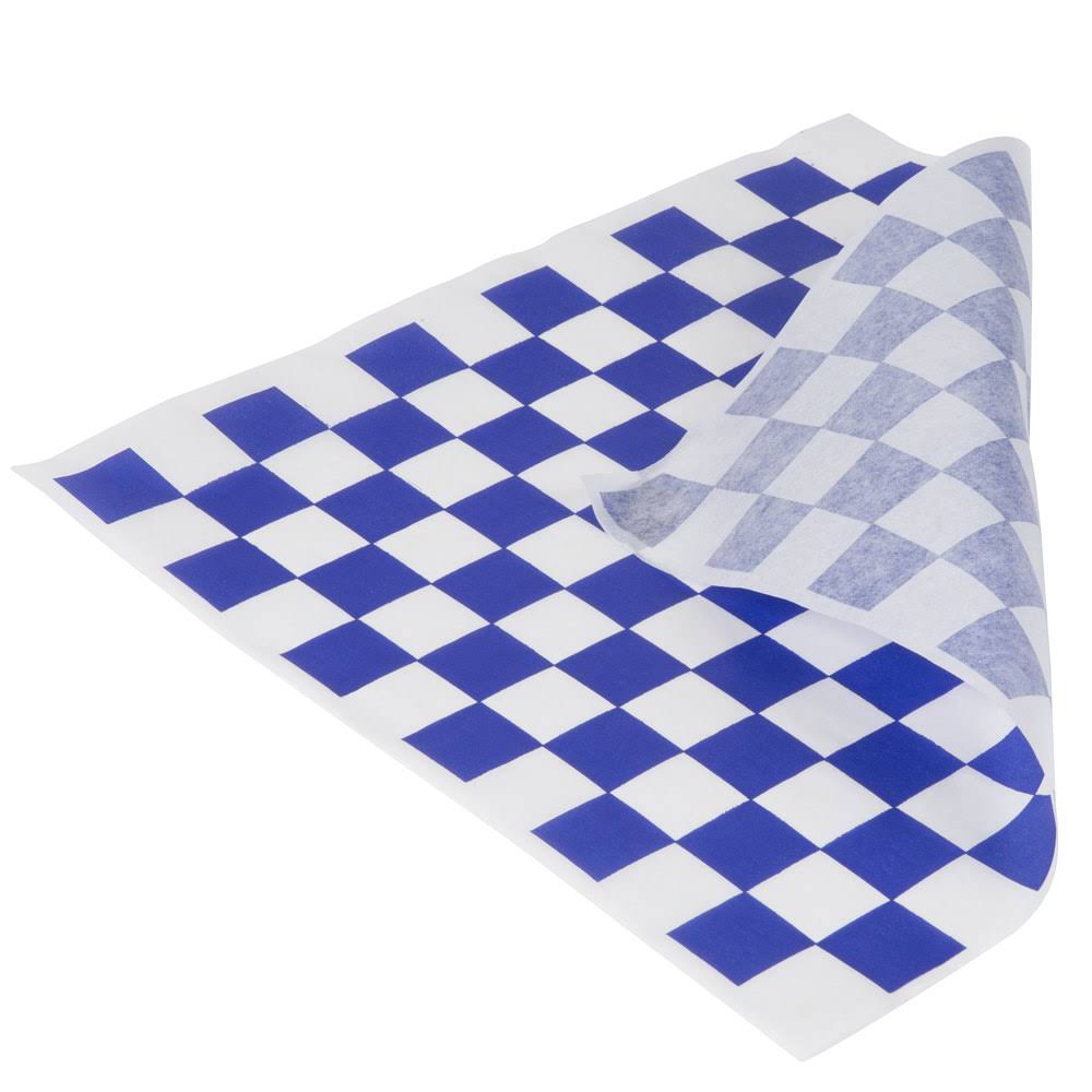 12x22 Blue Check Deli Sandwich Wrap Paper - 5000/Case J373