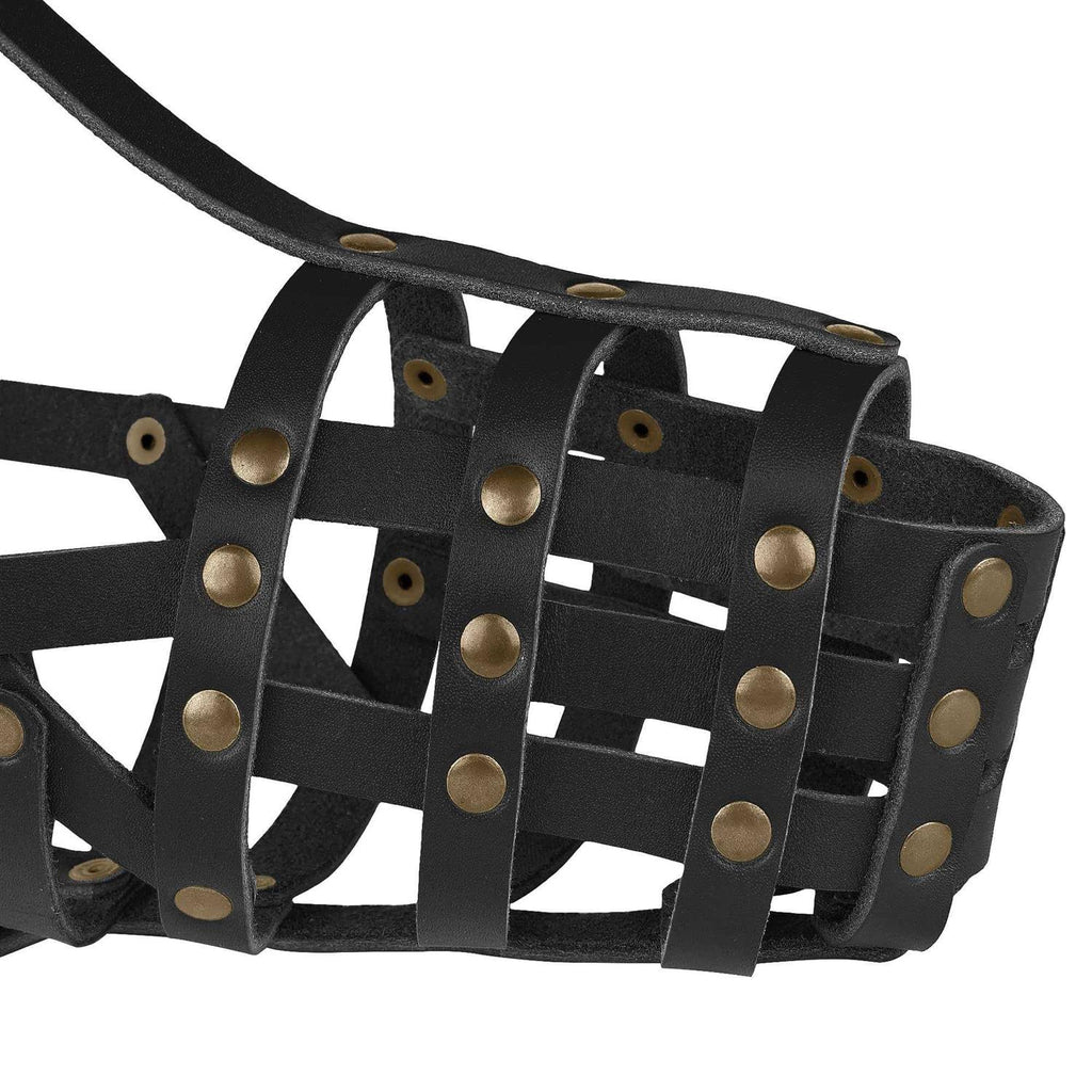 Leather Dog Muzzle Adjustable Breathable Medium Large Breeds W49001
