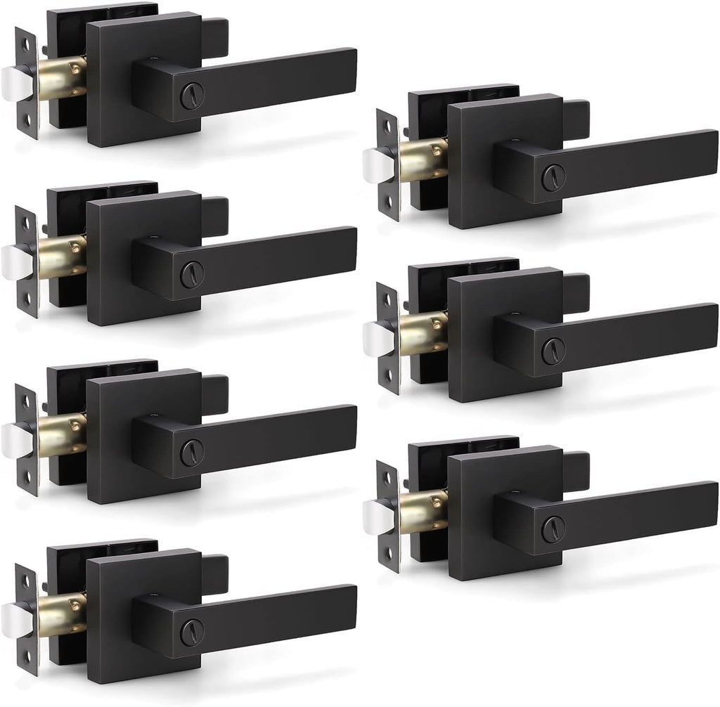 Matte Black Privacy Door Lever Handle, 8 Pack L709552