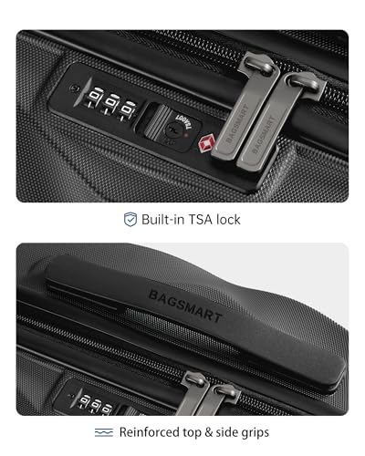 Black PC Hardside Carry On Luggage with Spinner Wheels U6206