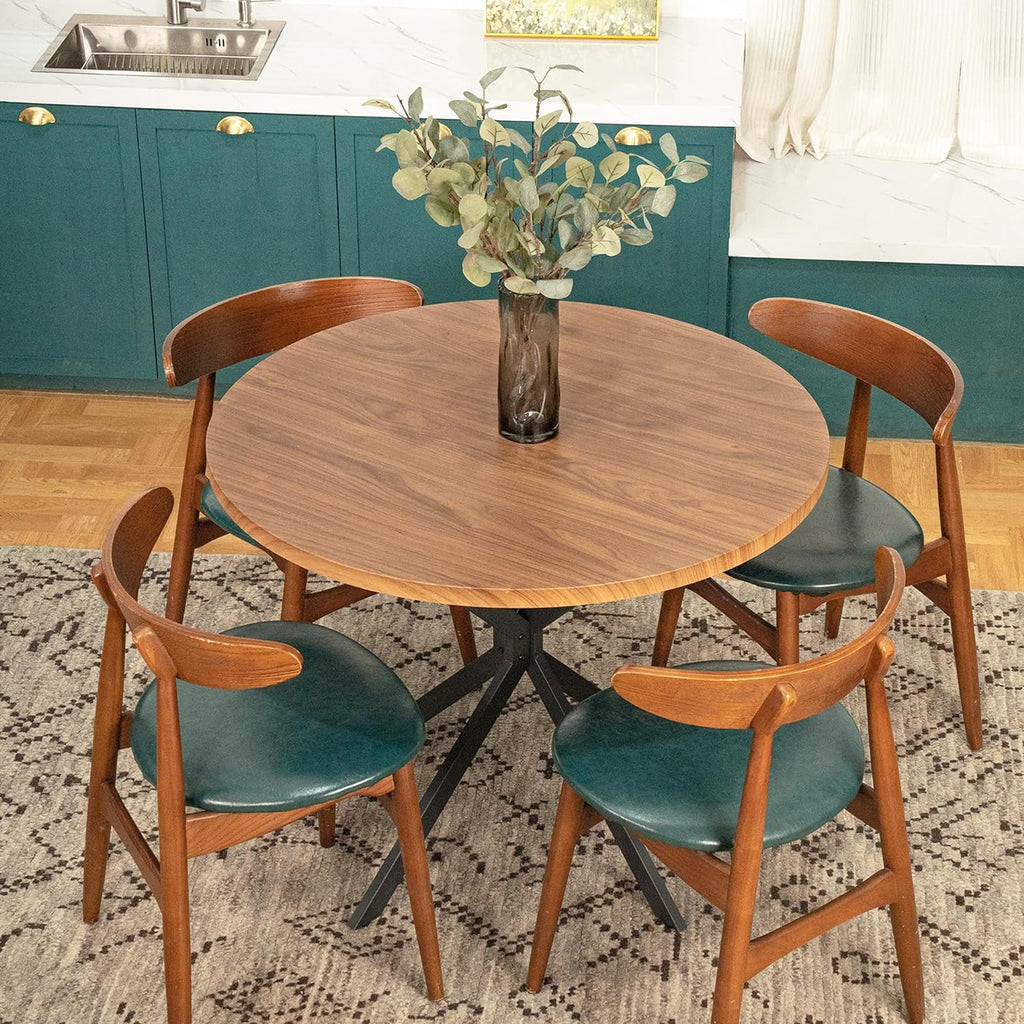 Round Dining Table with Black Metal Legs F406