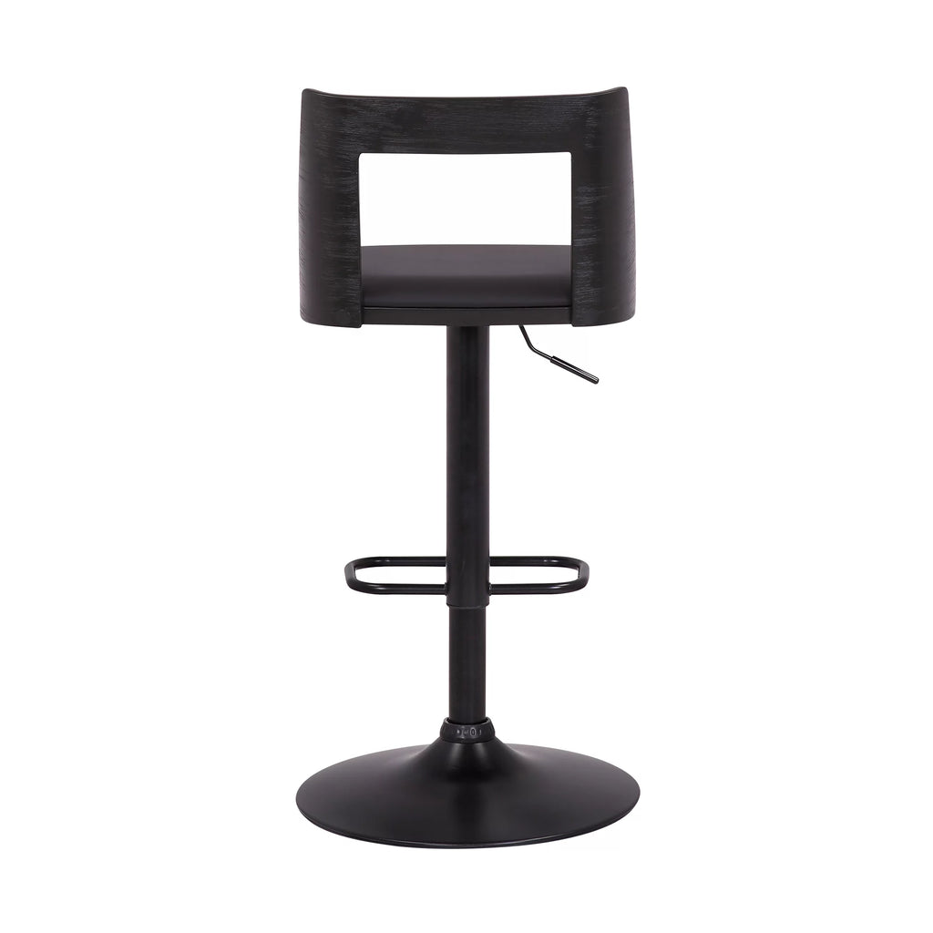 Black Faux Leather Wood Swivel Bar Stool T9623