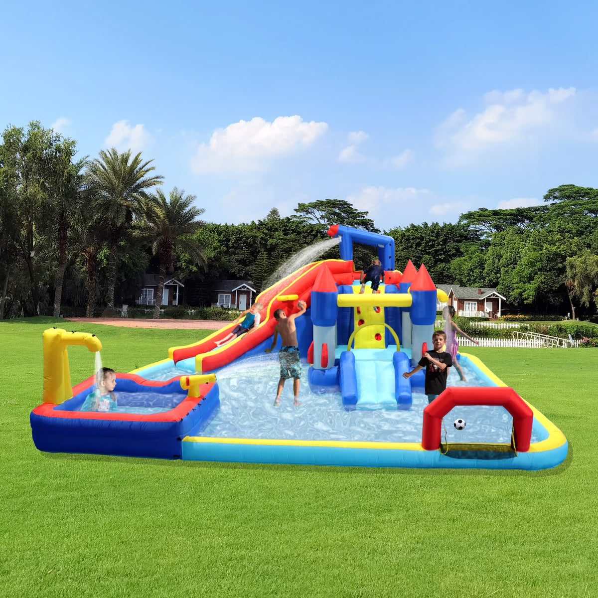 7-in-1 Inflatable Water Park with Splash Pool G6966