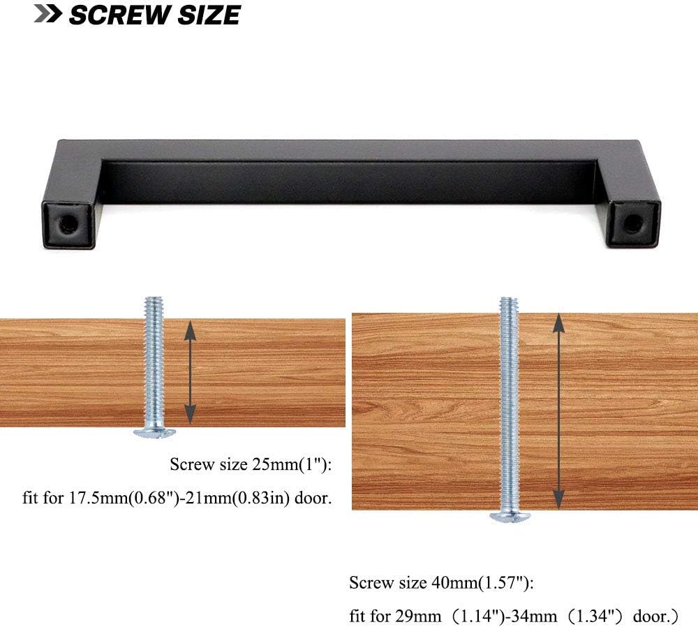 10 Pack Black Square Bar Cabinet Pull Drawer Handle Stainless Steel, Center to Center 6-1/4in (160mm) X7122