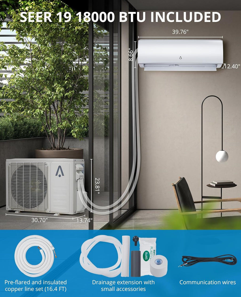 18,000 BTU Split Air Conditioner and Heating System O66666
