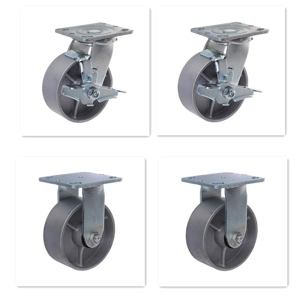 4" Swivel and Rigid Steel Cast Iron Wheel Set of 4 H639