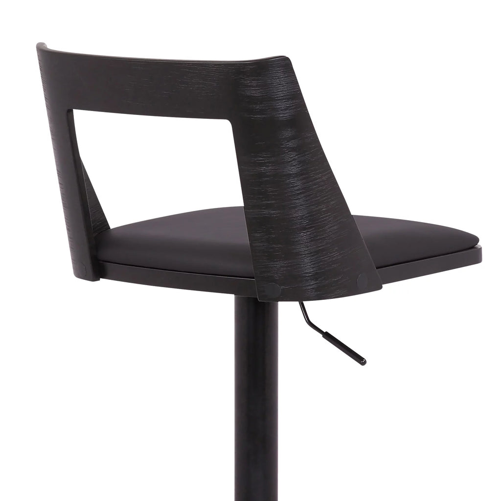 Black Faux Leather Wood Swivel Bar Stool T9623
