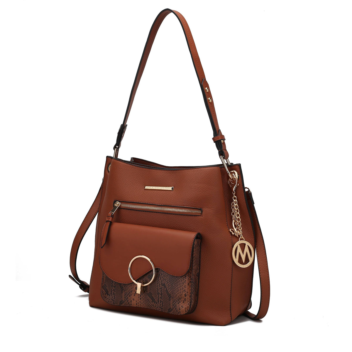 Cognac Brown Hobo Handbag B379376