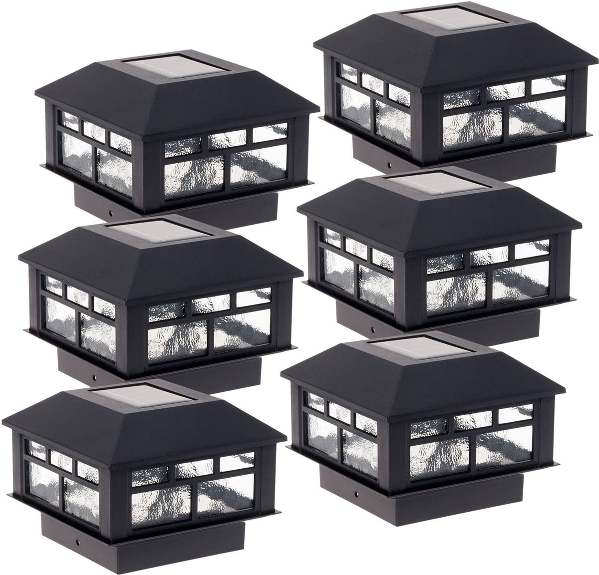 6 Pack Solar Powered Post Cap Light for 4x4 or 5x5 Posts T8740