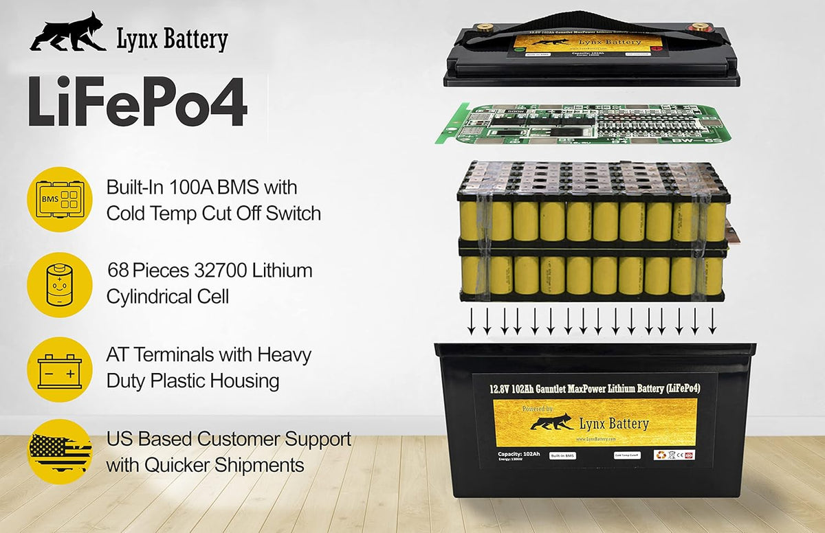 12V 100Ah Lithium Iron Phosphate LiFePO4 Battery with BMS L1669