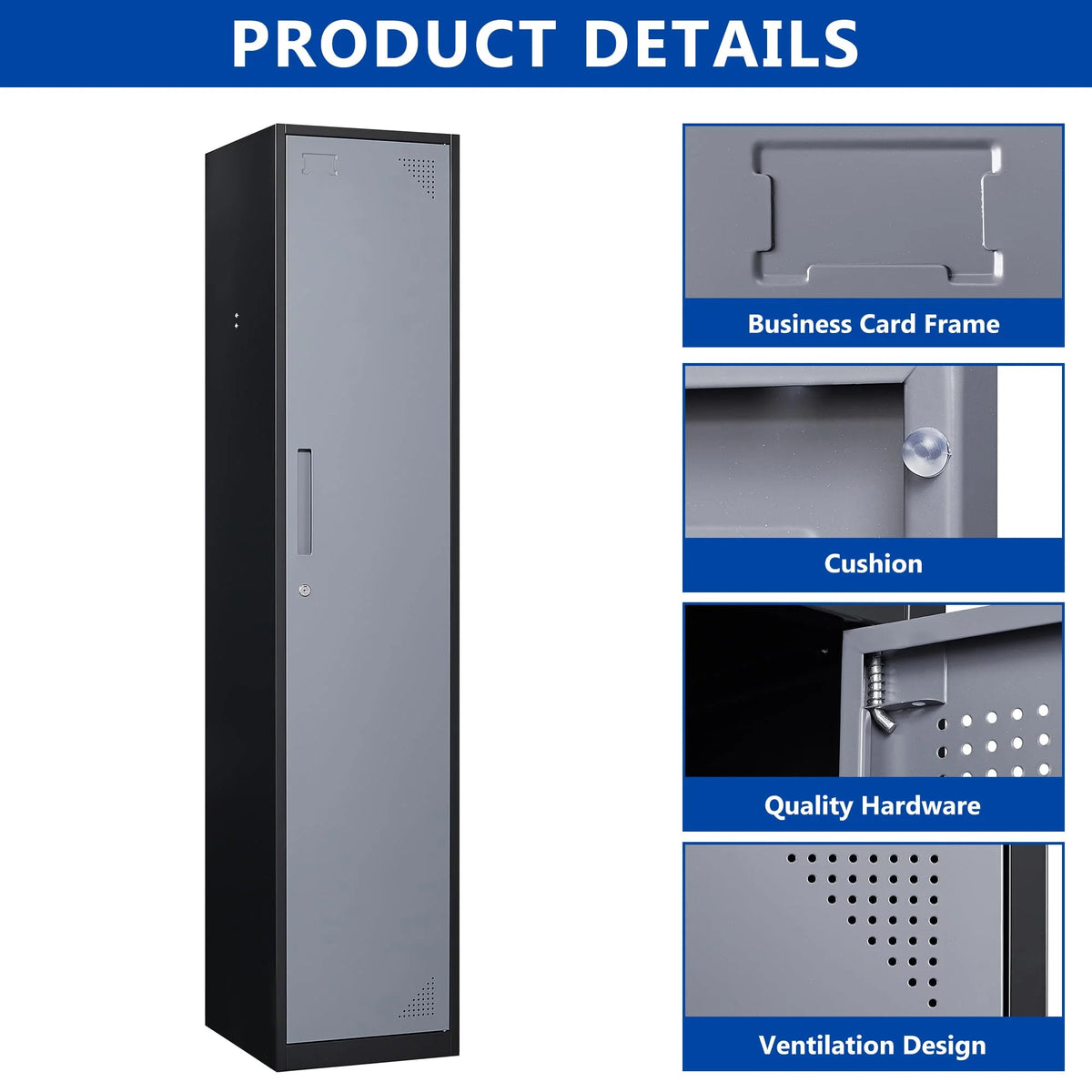 71" Gray Steel Storage Cabinet with Door P187