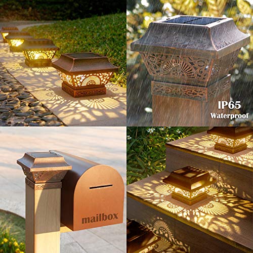 2 Pack Black Metal Solar Post Cap Lights F936