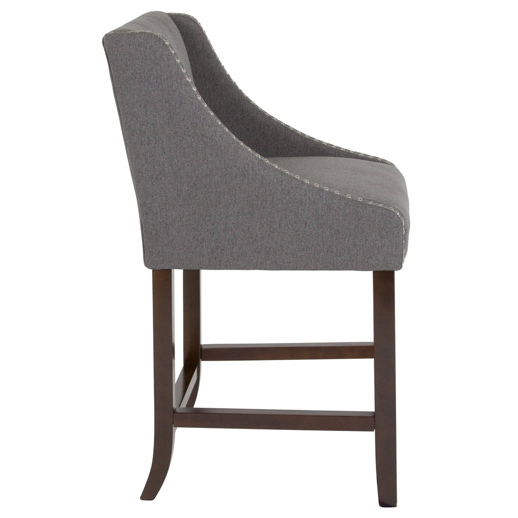 Light Grey Fabric Counter Height Stool B9185