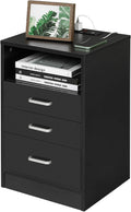 Black 3 Drawer Wood Nightstand with USB Port F46272