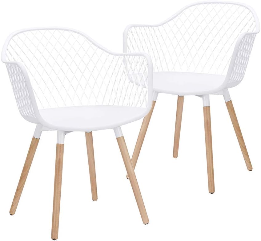 Mid Century Molded Plastic Shell Arm Chair 2 PCs Pack-Light White N57998