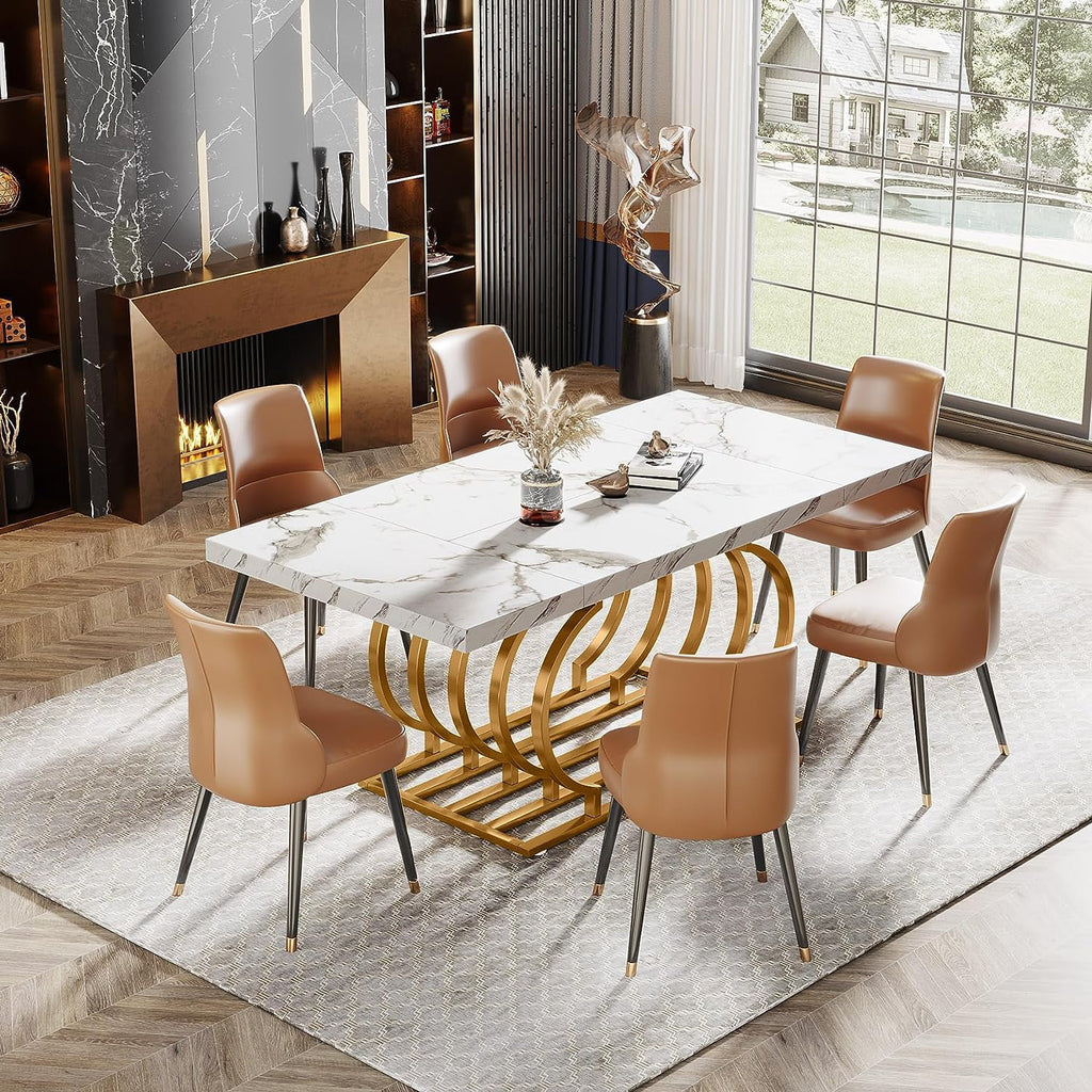 63 inch Gold Rectangular Dining Table H653703