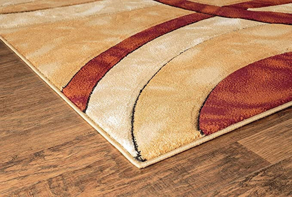 8x10 Dark Red Circles Area Rug U5881