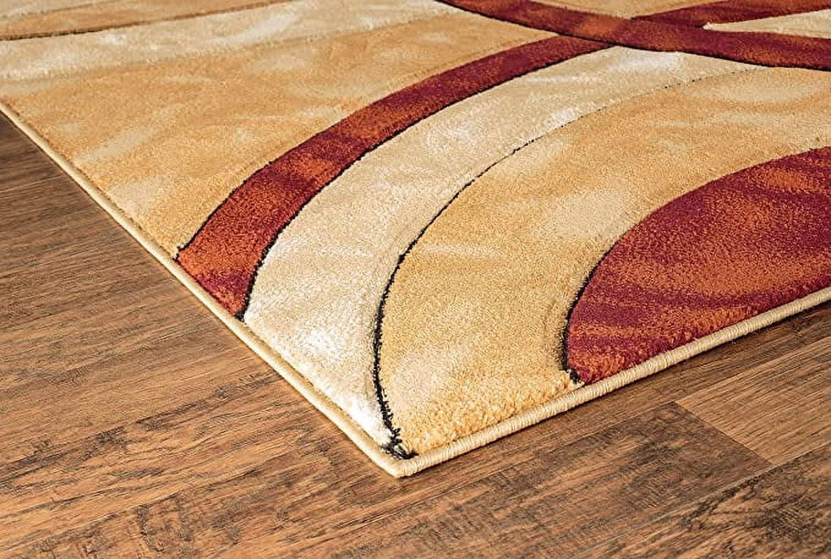 8x10 Dark Red Circles Area Rug U5881