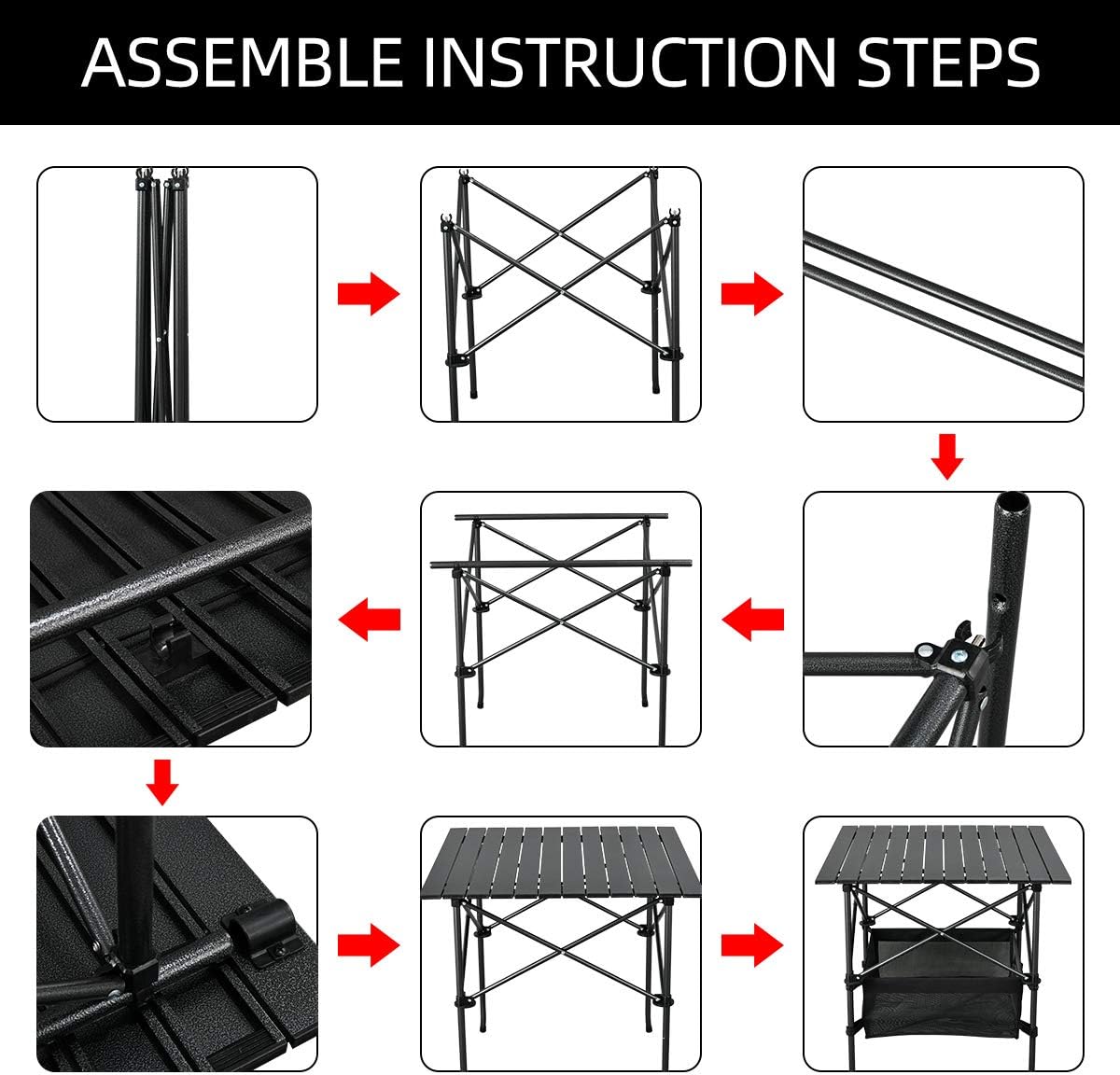 Lightweight Aluminum Folding Camping Table with Carrying Bag S853952