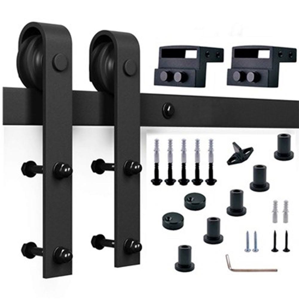 Paneled Wood Double Barn Door Set of 2, Briar Smoke Z97006