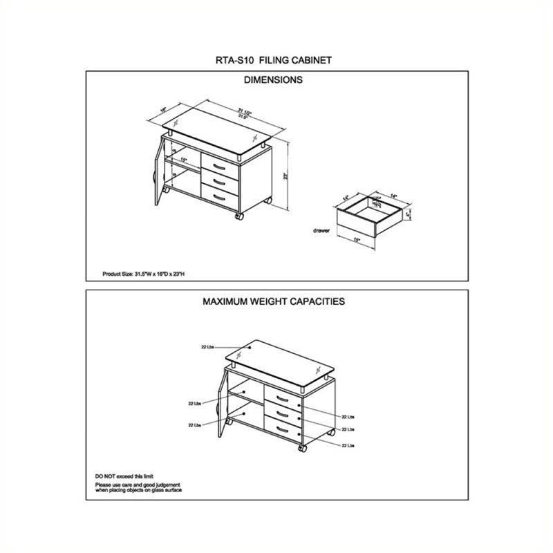 3 Drawer Wood Storage Cabinet in Graphite N25800