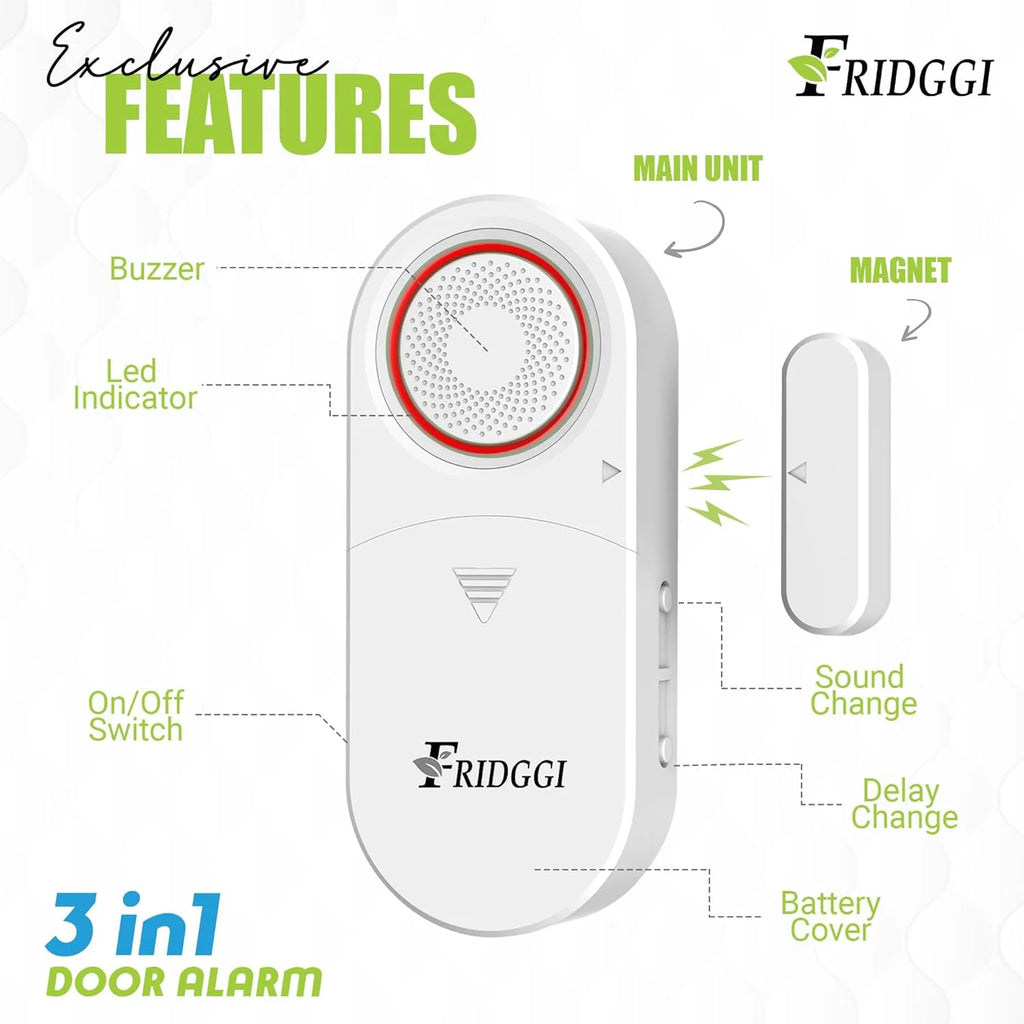 3in1 Alarm Door Ajar Chime with Delay White O1932