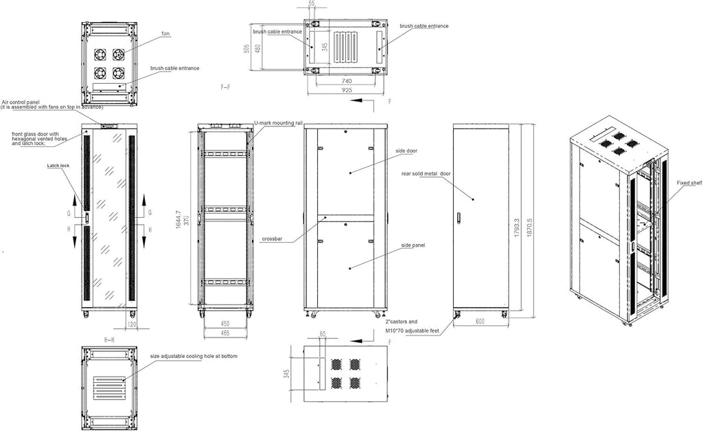 37 U Free Standing Network Rack Cabinet I945