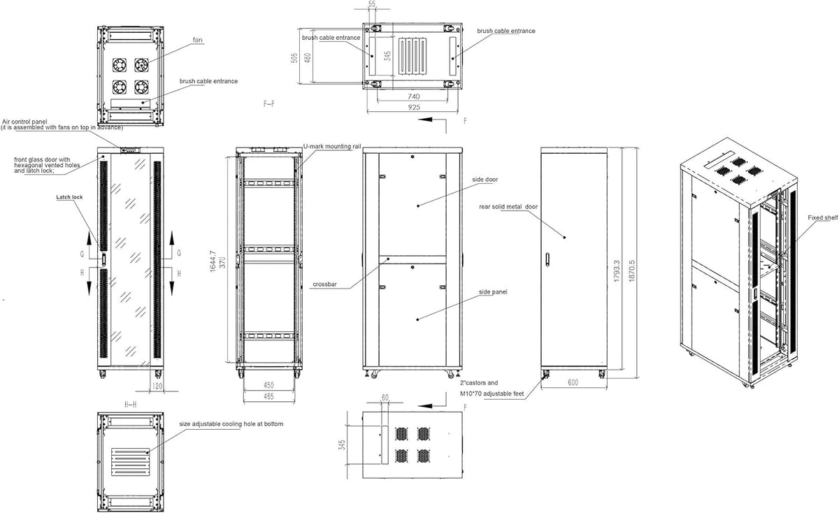 37 U Free Standing Network Rack Cabinet I945