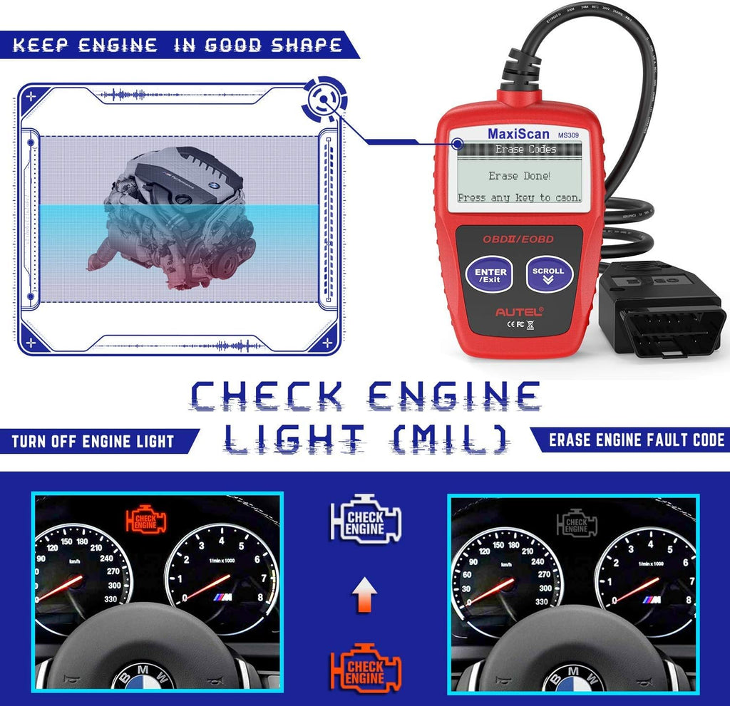 OBD2 Scanner Universal Car Engine Fault Code Reader P309295