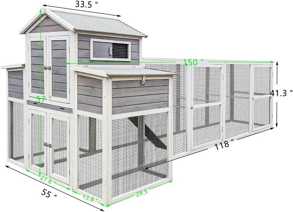 Extra Large Wooden Chicken Coop with Run C951771