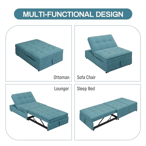 White 4-in-1 Sleeper Sofa Chair Bed with Storage Pocket and USB Port V352