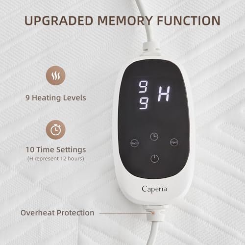 Twin XL Waterproof Heated Mattress Pad, White, 39" x 80" x 17.3" Deep Pocket D375