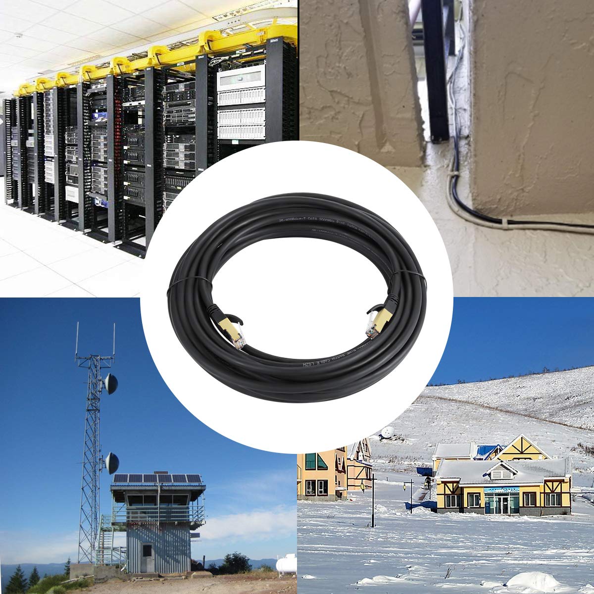 Cat8 Ethernet Cable 100ft 26AWG Waterproof Shielded SFTP RJ45 V6171