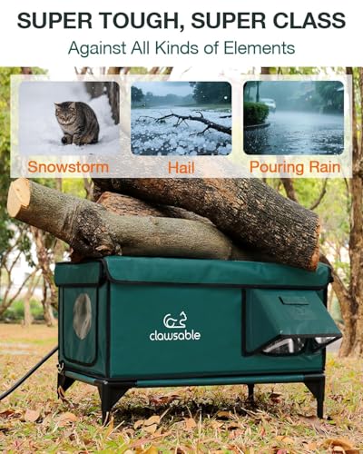 Forest Green 26"x16"x18" Insulated Outdoor Cat Shelter with Heater L768928