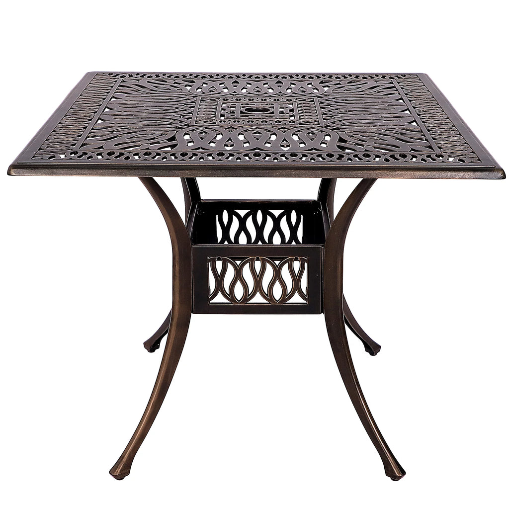 5-Piece Cast Aluminum Outdoor Dining Set with Umbrella Hole I40844